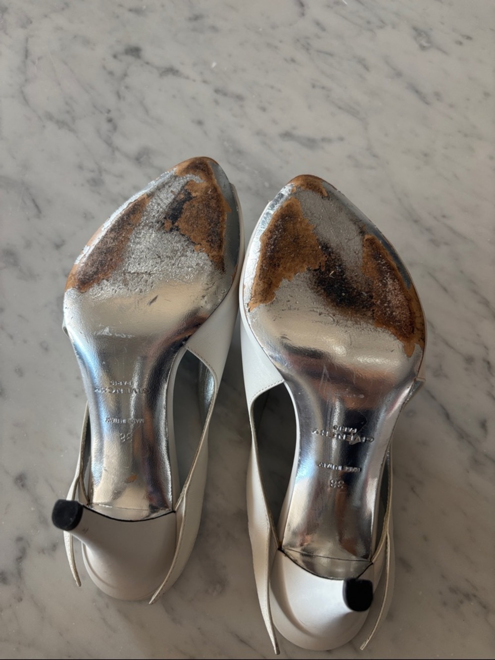 Givenchy Cream Leather Open-Toe Mules - Picture 3 of 6